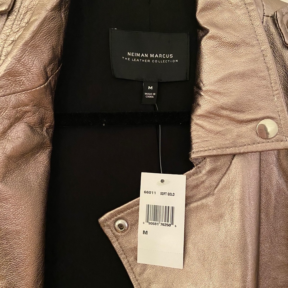 NWT Neiman Marcus Real Metallic Leather Jacket - Picture 3 of 9